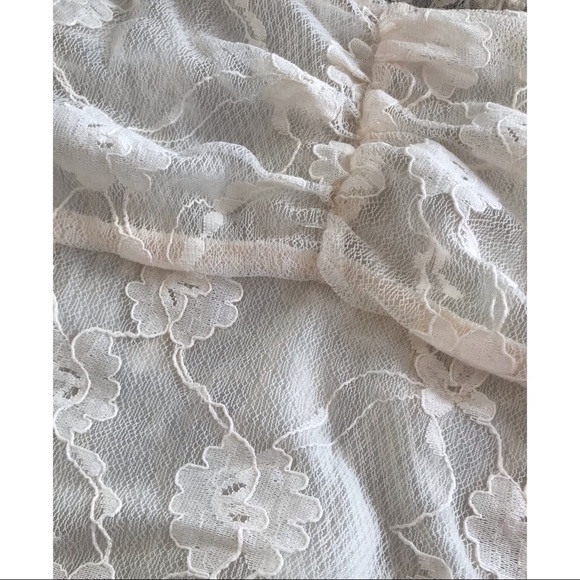 cream lace princess puff sleeve 3/4 length crop L - Picture 3 of 6